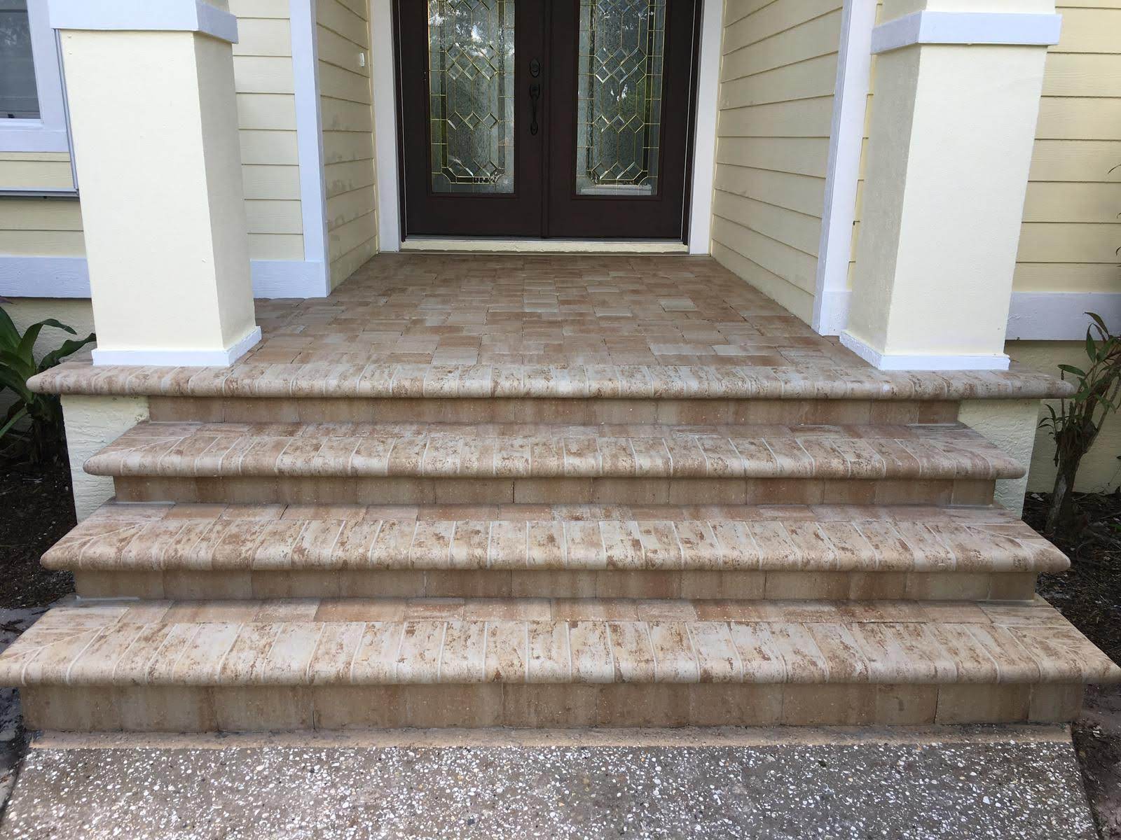 Retaining wall and pavers